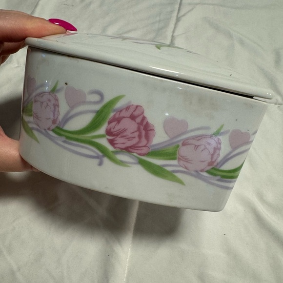 VTG 1990 FTD Especially For You Heart Shaped Floral Trinket Jewelry Box Ceramic - Picture 7 of 9